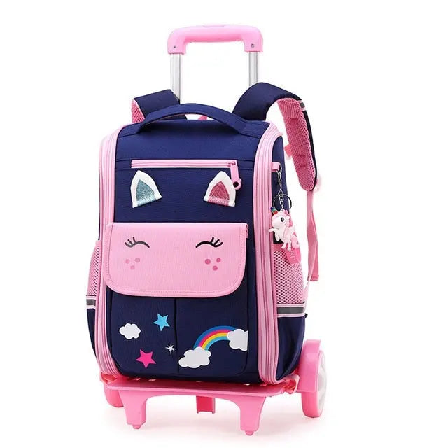 Sac à roulettes violet avec motif licorne pour enfant