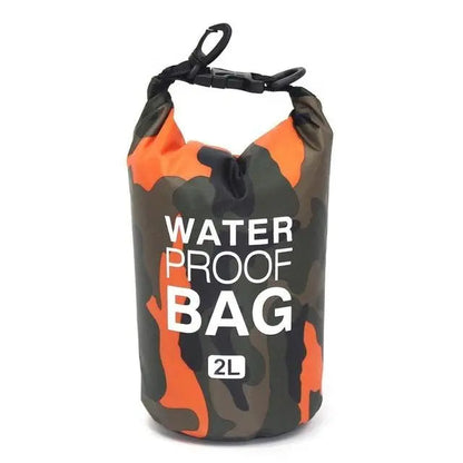 Petit sac 2L étanche, design camouflage orange, pratique et compact