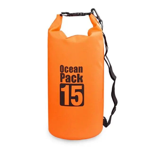 Sac étanche orange 15L avec fermeture roulée