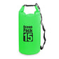 Sac étanche vert 15L avec fermeture roulée