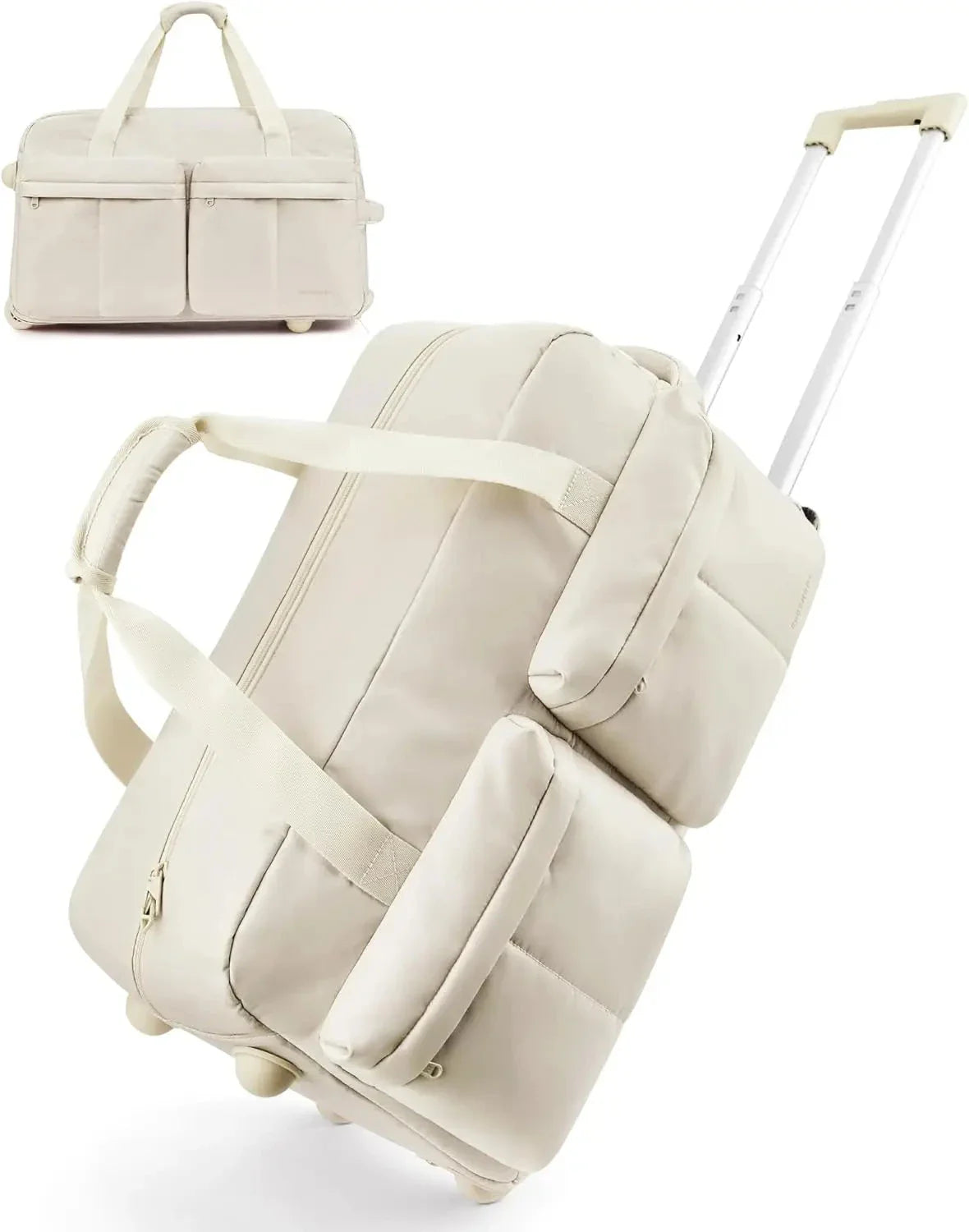 Sac beige avec compartiments et fermeture éclair