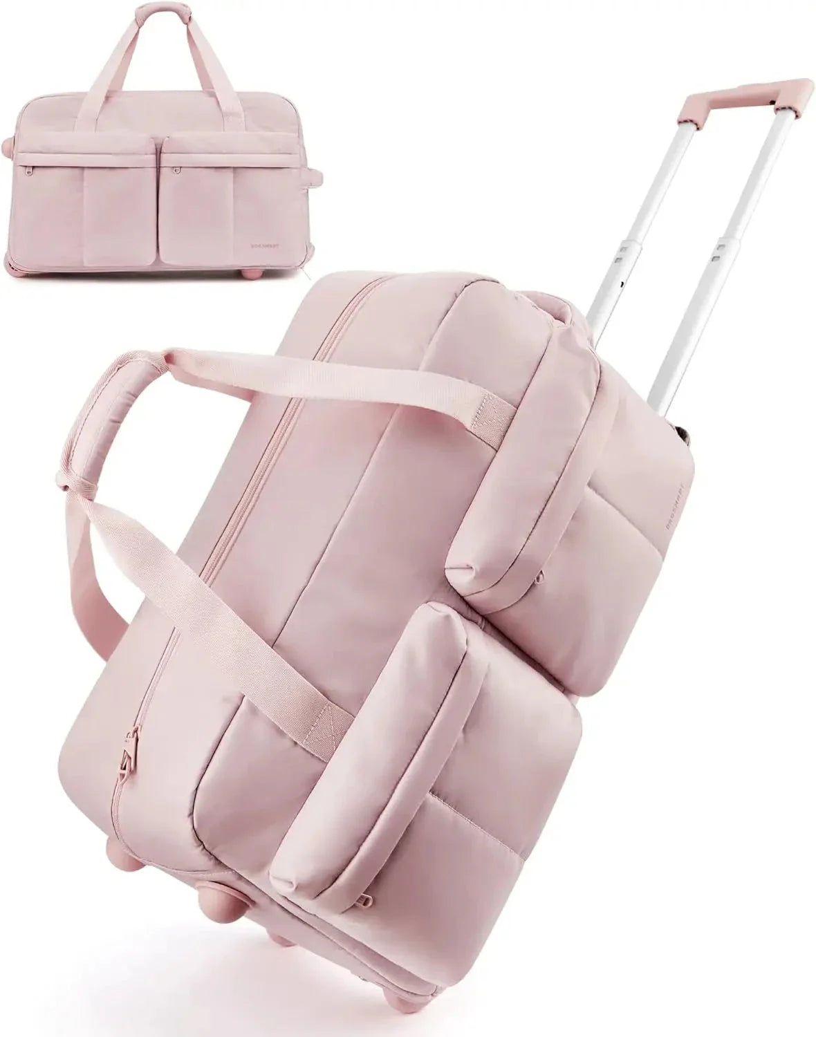 Sac de voyage rose avec poches organisées