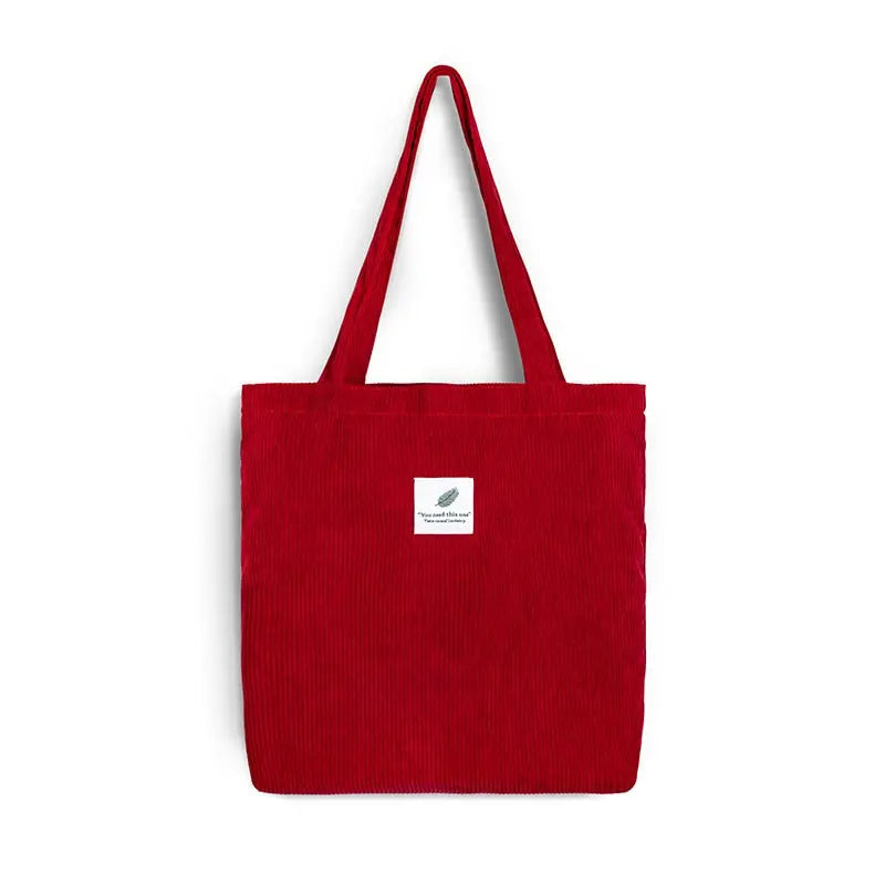 Sac en velours côtelé bordeaux avec poche intérieure zippée