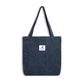 Tote bag bleu-gris en velours côtelé, idéal pour le voyage