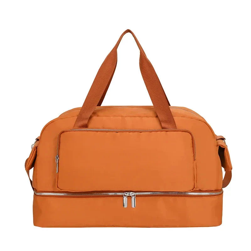 Sac de voyage orange avec poignées robustes