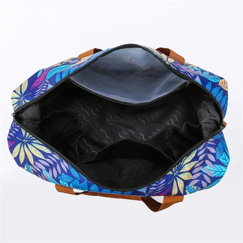 Vue de dessus du sac fleuri montrant l'organisation intérieure