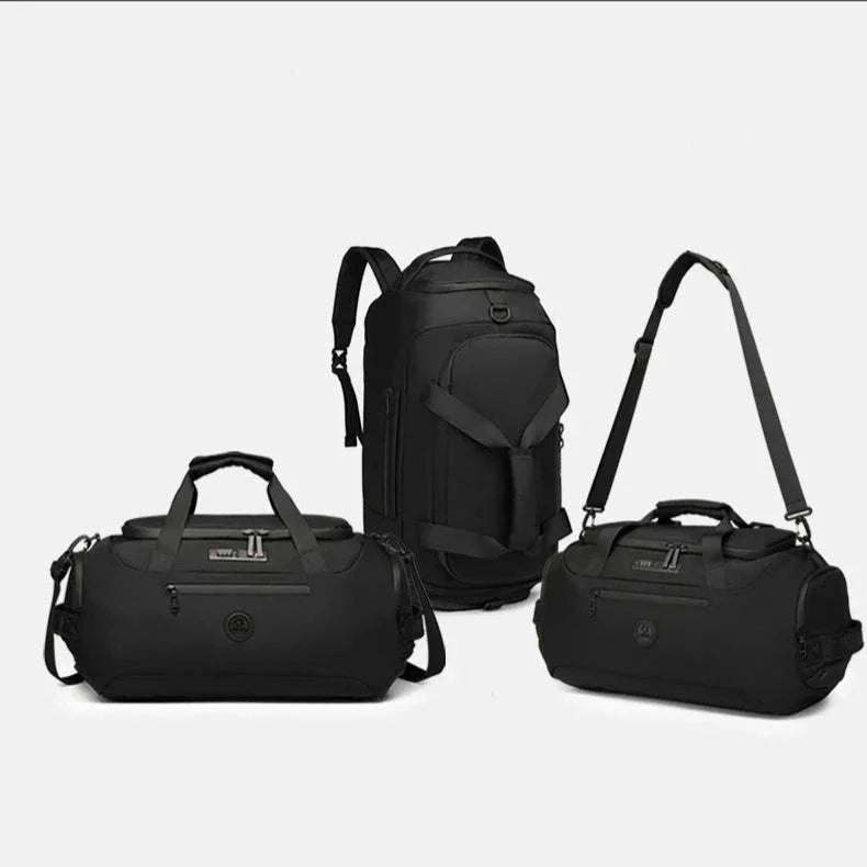 Sac de voyage porté en mode sac à dos pour les mains libres