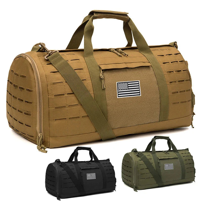Vue d'ensemble du sac militaire 40L, montrant sa conception pratique