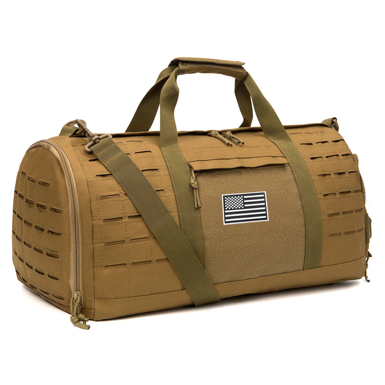 Sac de voyage militaire 40L en couleur camel, élégant et fonctionnel