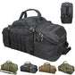 Sac militaire noir étanche, détails des fermetures éclair et coutures renforcées