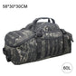Sac camouflage noir 60L, vue de face avec poches zippées