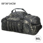Sac camouflage noir 80L, détails des motifs et fermetures
