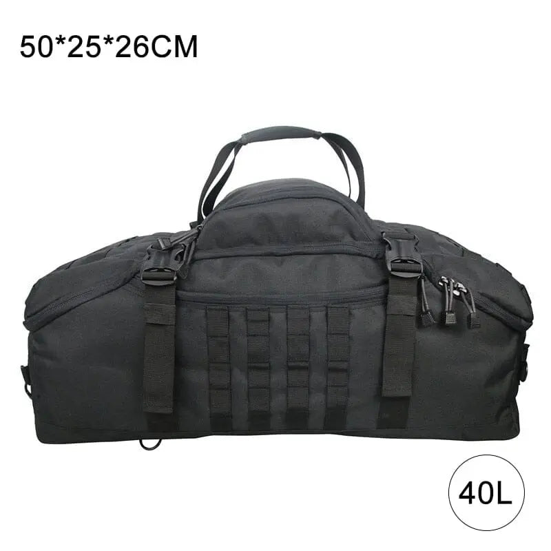 Sac à dos noir 40L avec bretelles ajustables et tissu polyester résistant