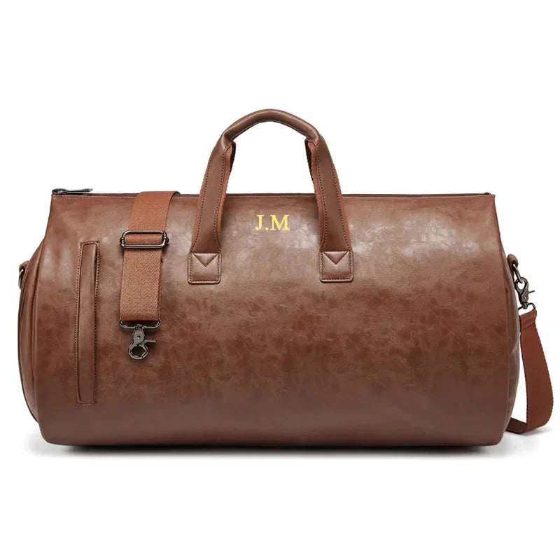 Sac de voyage marron, détails des finitions soignées
