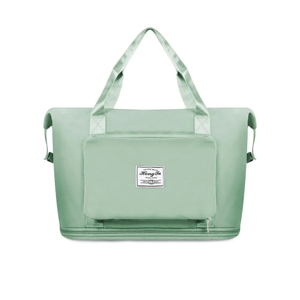 Sac de voyage vert, idéal pour les escapades