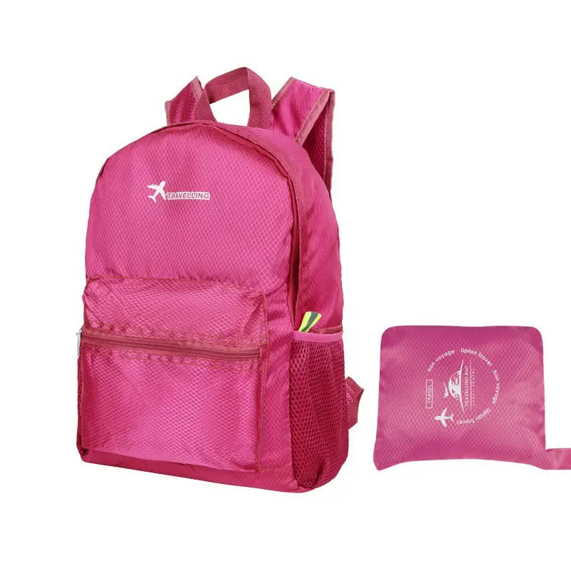Sac à dos rose, en nylon imperméable, facile à ranger