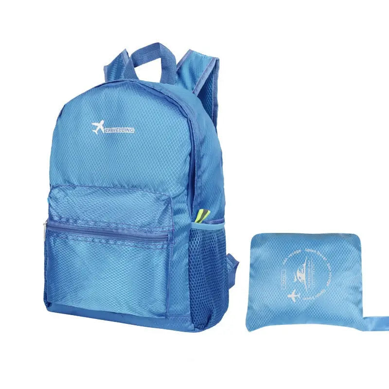 Sac à dos pliable bleu ciel, ultra-léger et imperméable