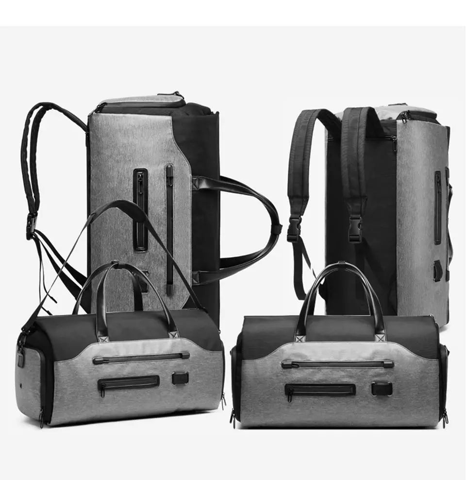 Sac ouvert montrant espace pour chaussures et vêtements