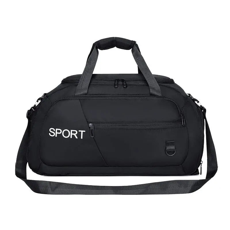 Sac noir élégant avec poignées et bandoulière ajustable