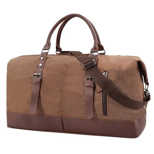 Sac de voyage marron en tissu Oxford et polyuréthane