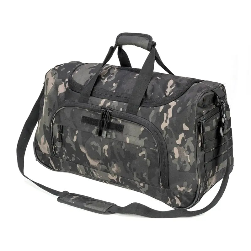 Sac camouflage noir avec plusieurs poches pour un accès rapide