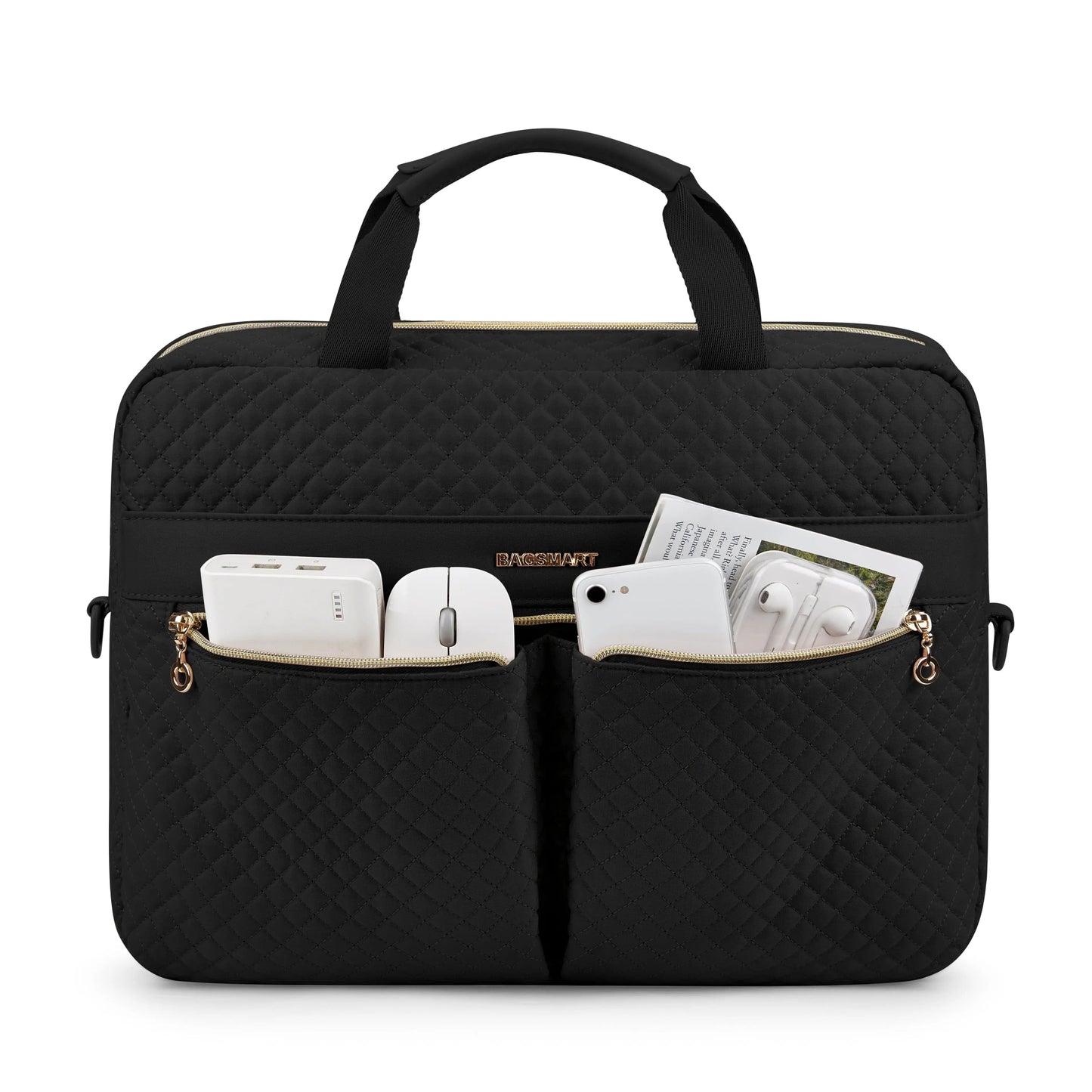 Sac ordinateur femme beige avec bandoulière et poches multiples