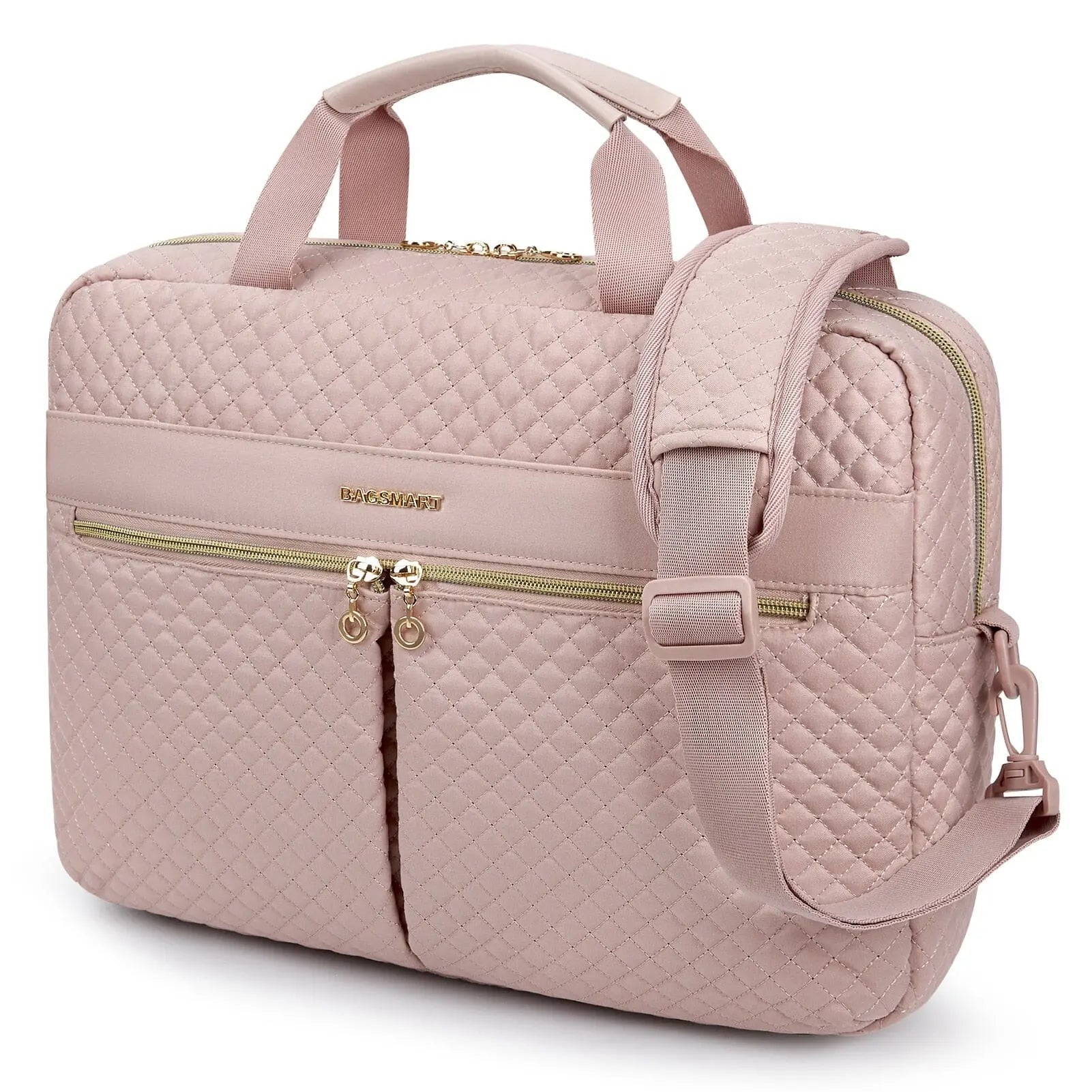 Sac ordinateur rose pour femme avec poche dédiée et bandoulière