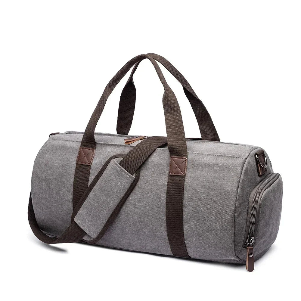 Sac gris en toile canvas avec fermeture éclair solide