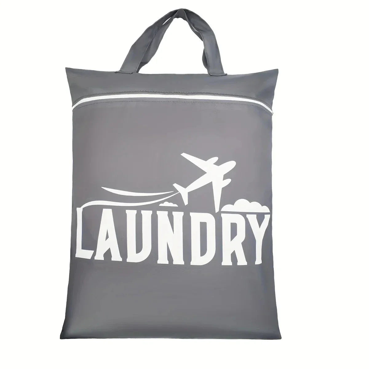 Sac à linge sale gris, vue latérale détaillée