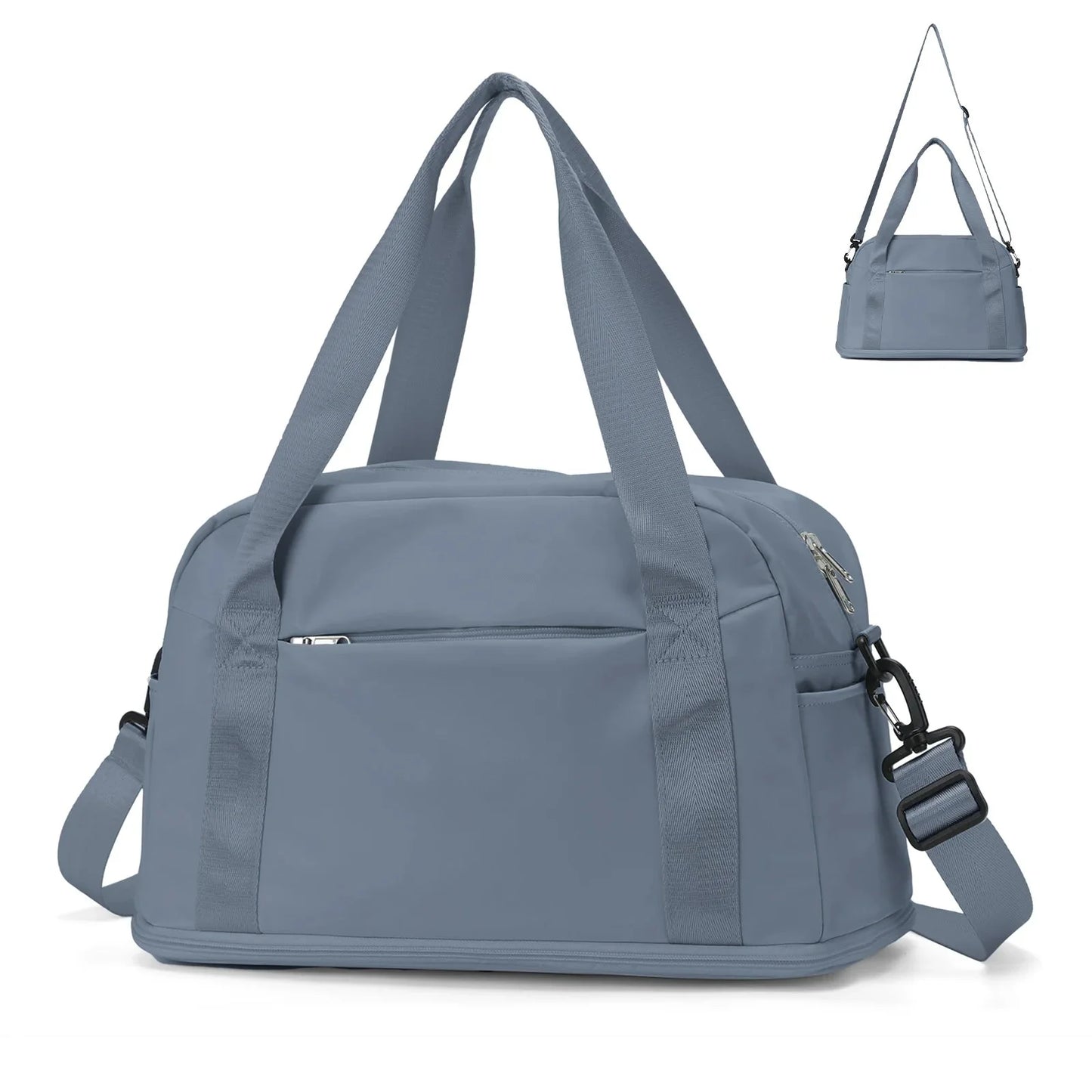 Sac bleu avec sangle arrière pour fixation sur valise