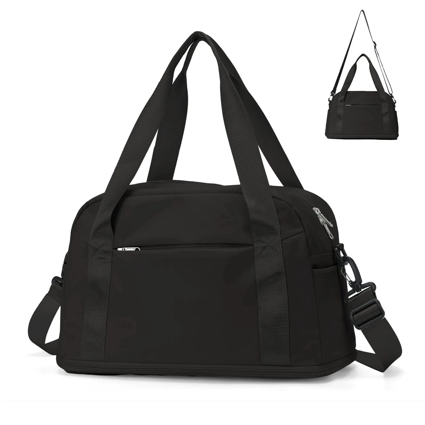 Sac noir, structure compacte pour rangement aisé