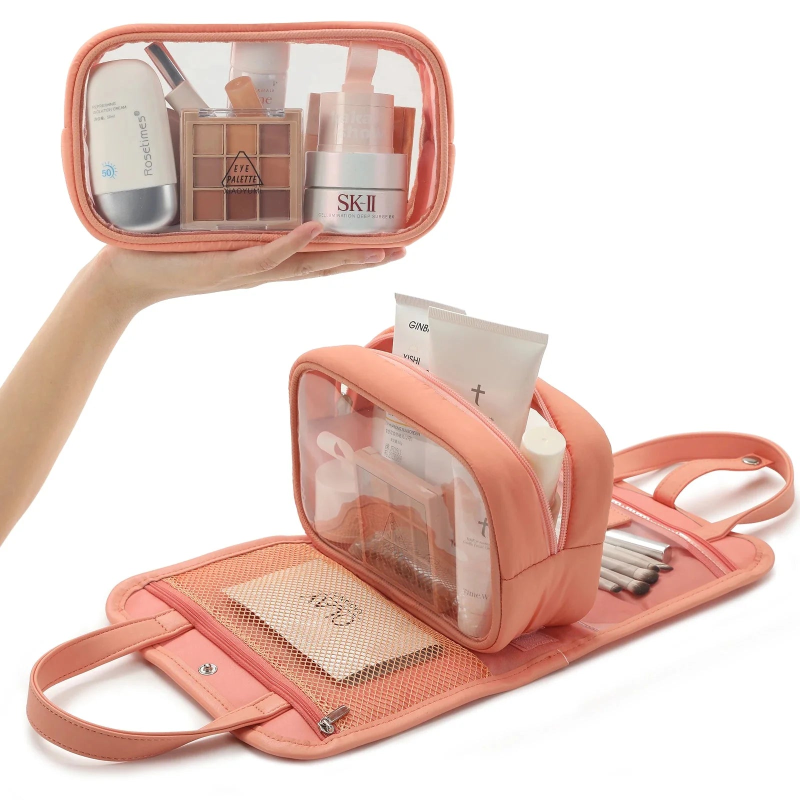 Sac de toilette matelassé en coloris rose élégant