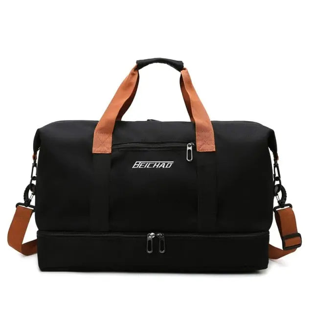 Sac noir robuste avec compartiment chaussures fermé