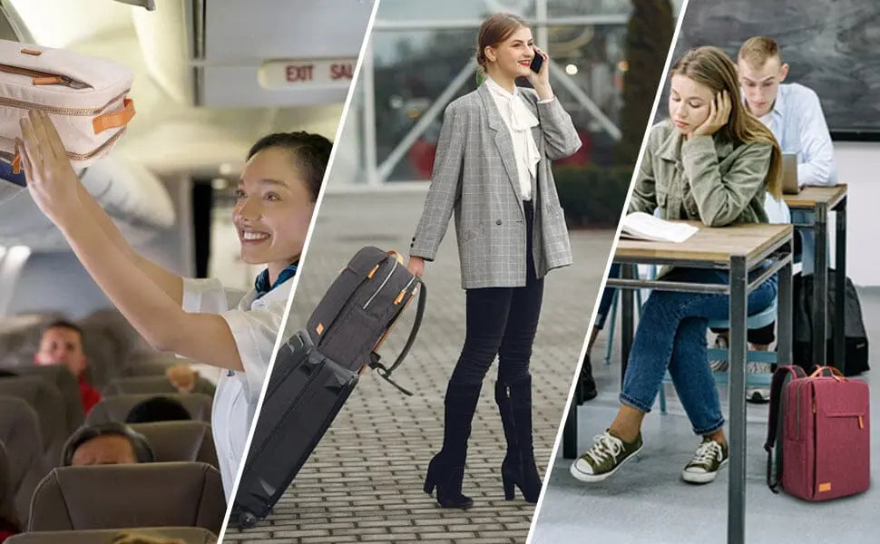 Vue latérale d'un sac de voyage élégant avec port USB intégré