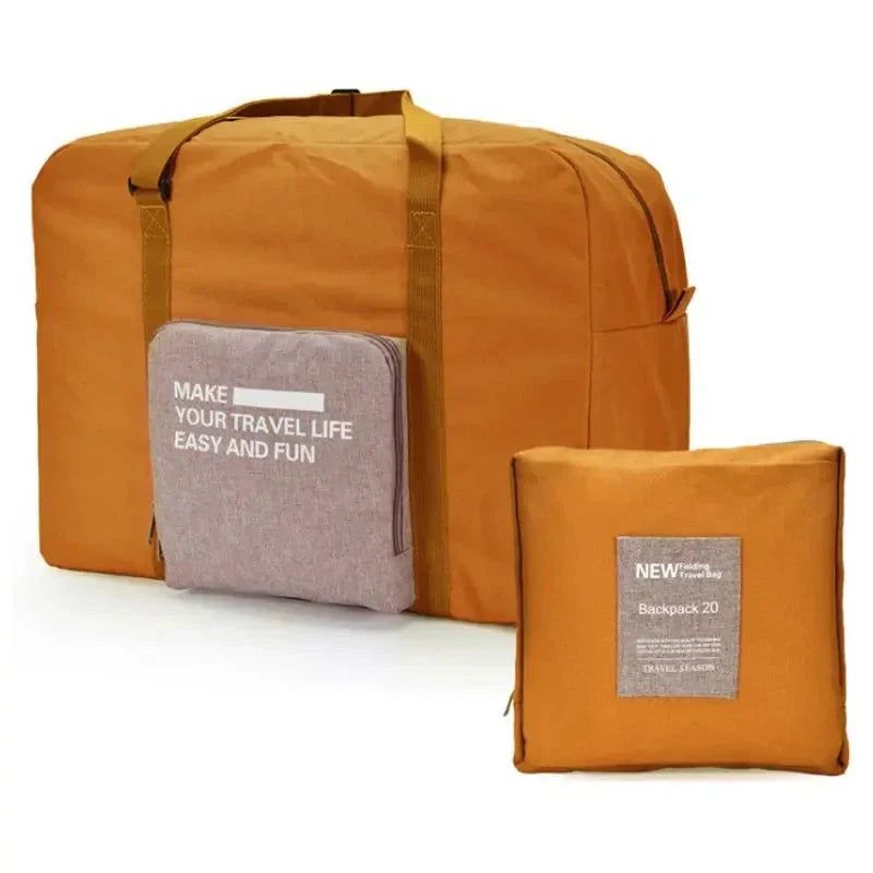 Sac pliant orange, design pratique pour voyages courts