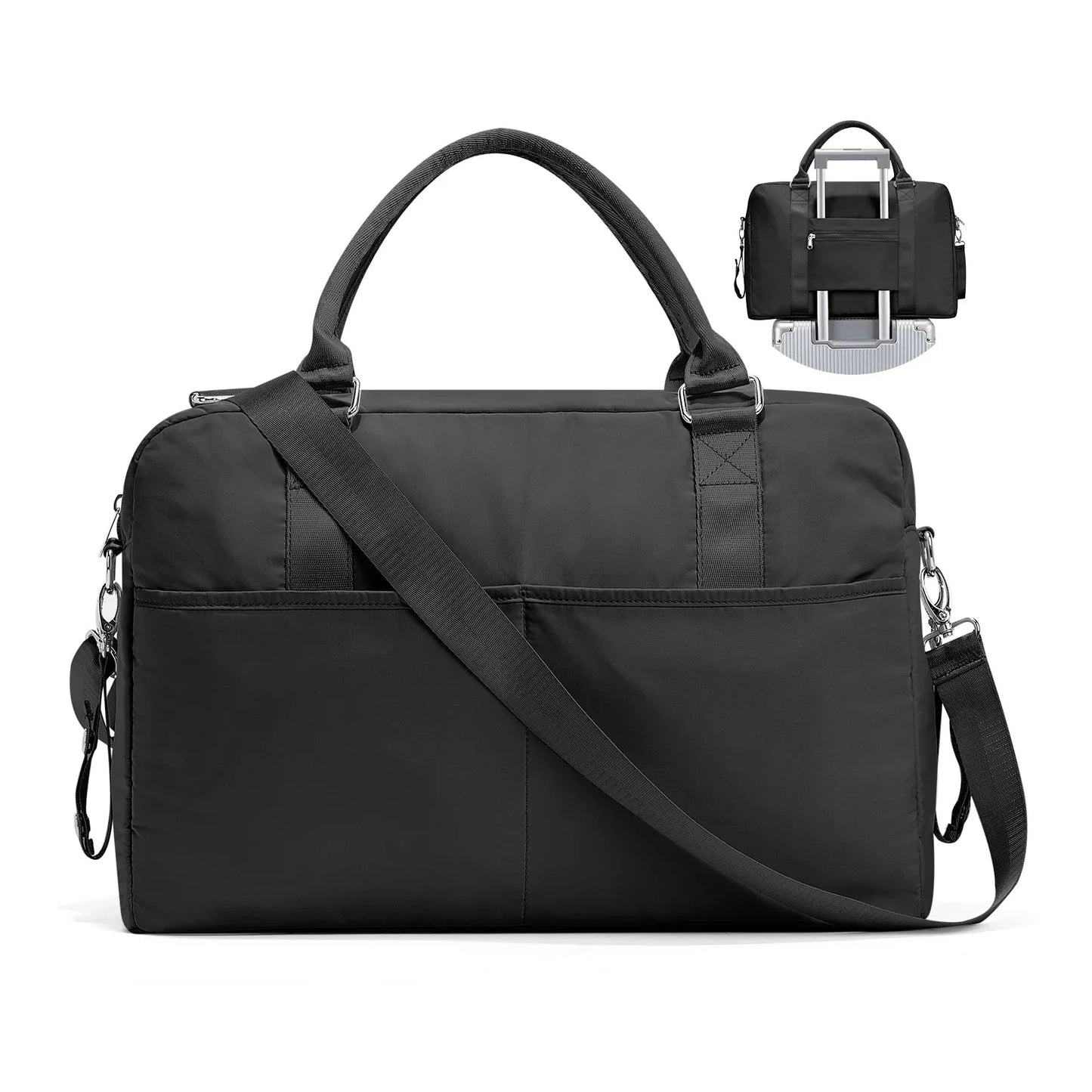 Sac noir pour femme, format cabine, résistant à l'eau