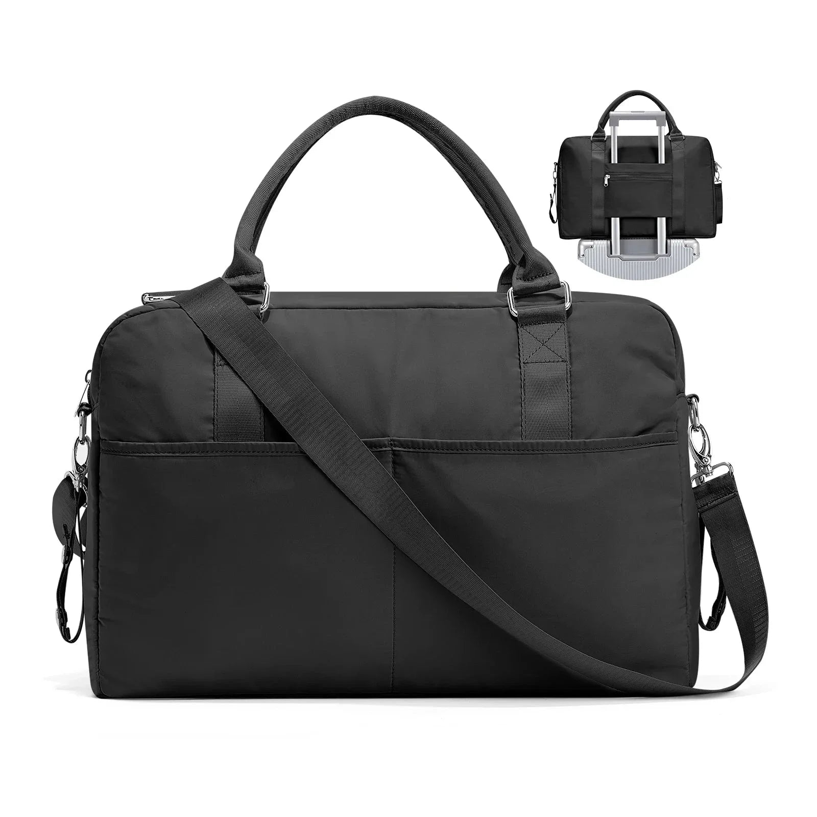 Sac noir pour femme, format cabine, résistant à l'eau