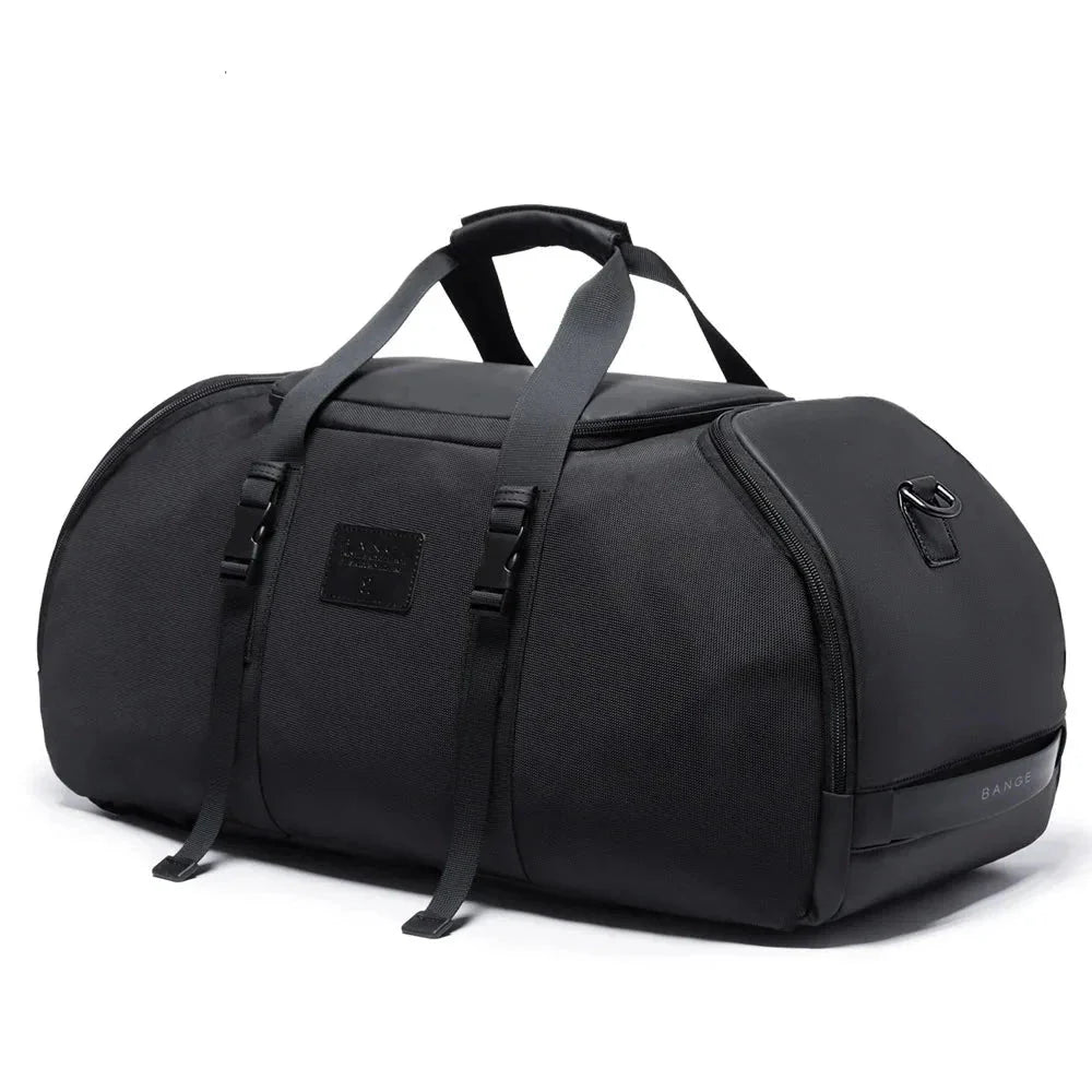 Détail du matériau robuste du sac noir