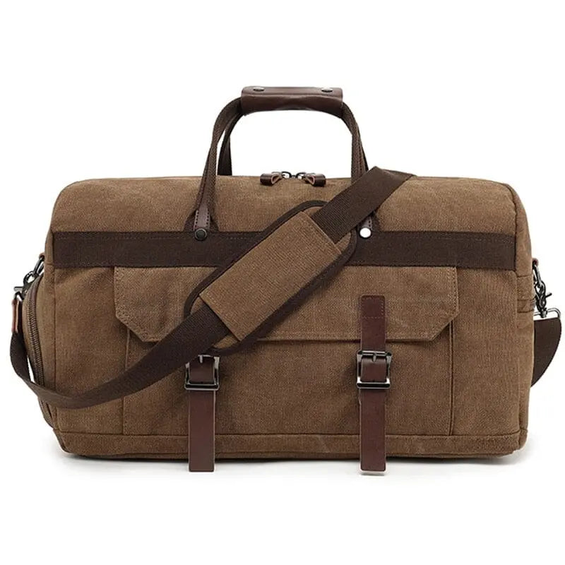 Sac de couleur camel avec sangle pour valise intégrée