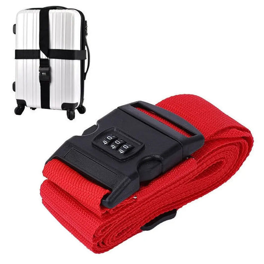 Sangle rouge en croix avec code pour valise