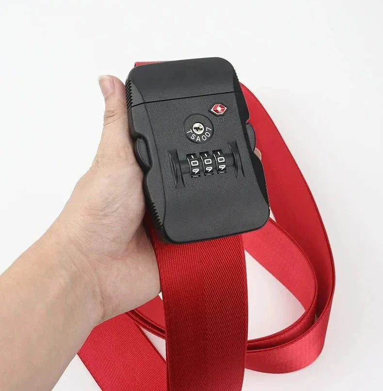 Sangle TSA croisée avec code à 3 chiffres sur valise