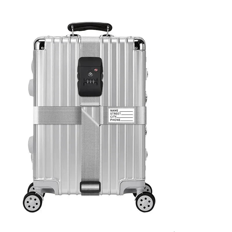 Sangle TSA grise ajustée sur une valise