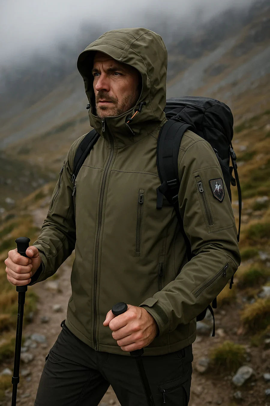 Veste softshell noire avec doublure polaire visible