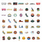 Gros plan sur divers stickers représentant des symboles californiens