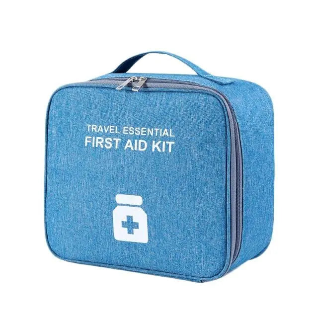 Trousse de secours bleue, idéale pour organiser médicaments
