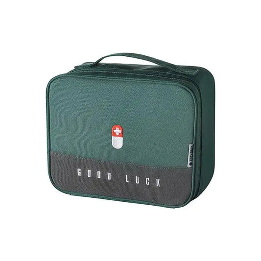 Trousse de secours verte avec poignée de transport