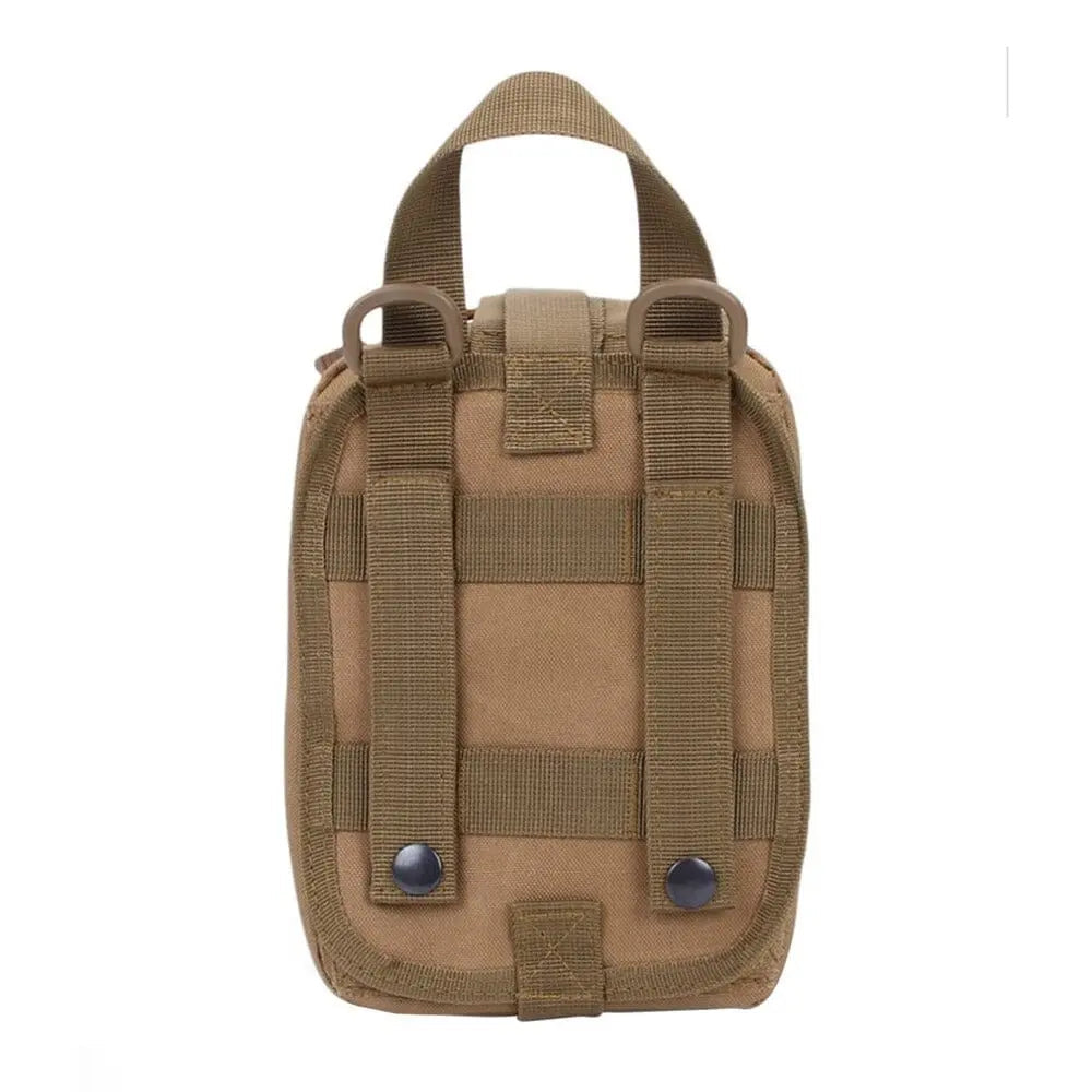 Vue de dessus de la trousse de secours vide et compacte