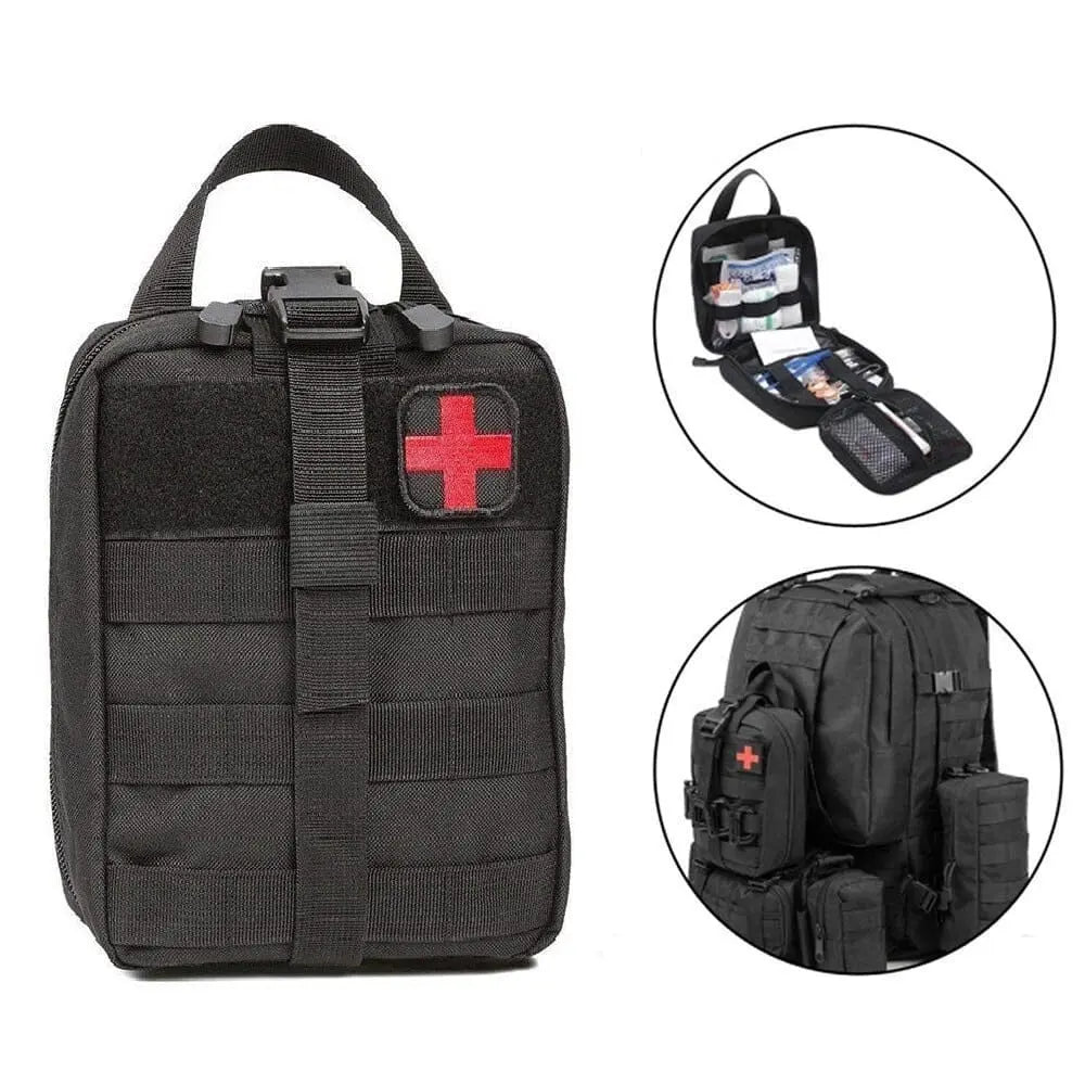 Trousse de secours noire, compacte et étanche
