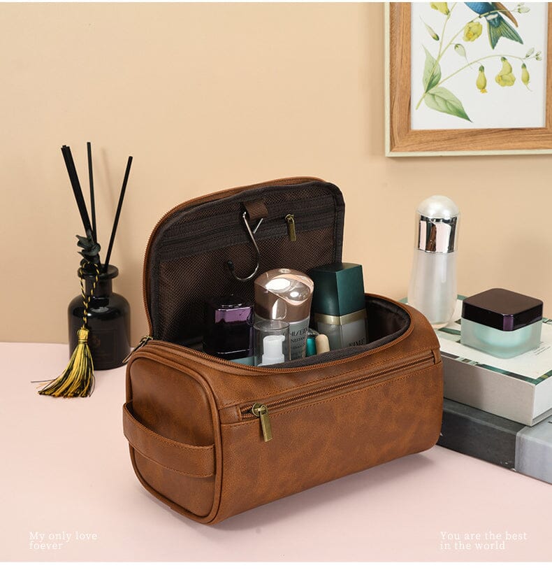 Trousse de toilette en PU et polyester, style rétro