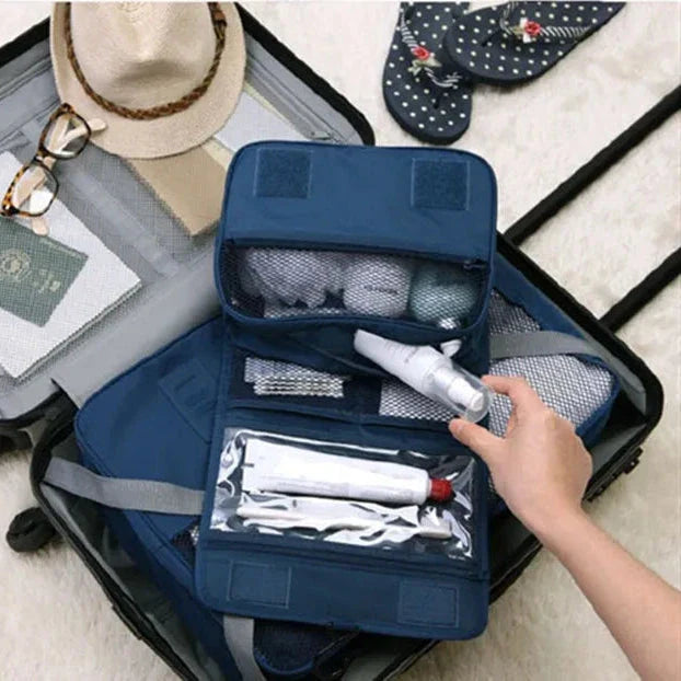 Trousse de toilette compacte fermée, poignée visible